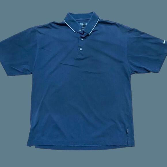 Nike Golf Performance Dri Fit Vintage 90s Navy Blue Polo Shirt Men's Size Large - Picture 1 of 8